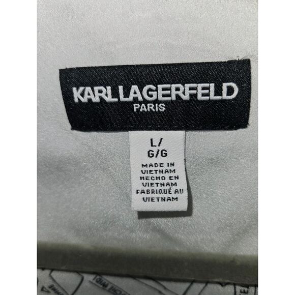 Karl Lagerfeld Paris Street Map Seine River Blouse All Over Print Shirt Large - Picture 3 of 3